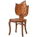 c.1890-1910 French Art Nouveau Sculptural Leaf Chair