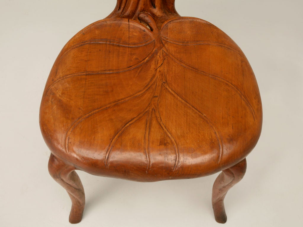 Folk Art c.1890-1910 French Art Nouveau Sculptural Leaf Chair