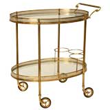 c.1950 French Brass and Glass Bar Cart