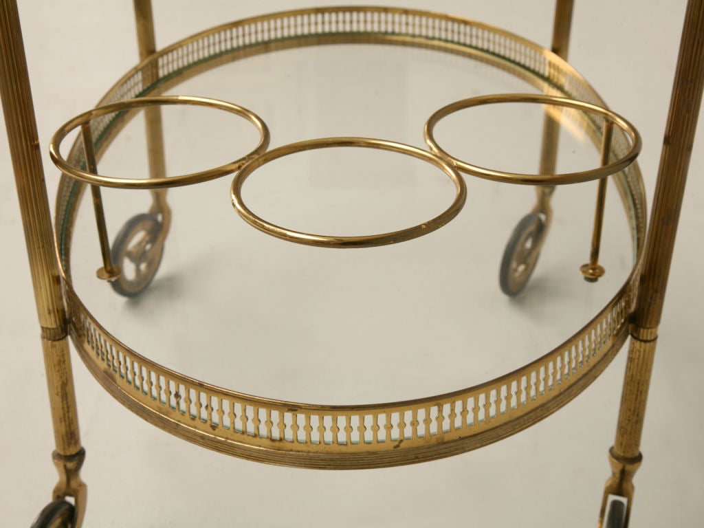 c.1950 French Brass and Glass Bar Cart 5
