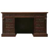 c.1875 French Henri II Hand-Carved Oak Desk