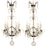 c.1820 Pair of French LXV Solid Bronze 
Crystal Chandeliers