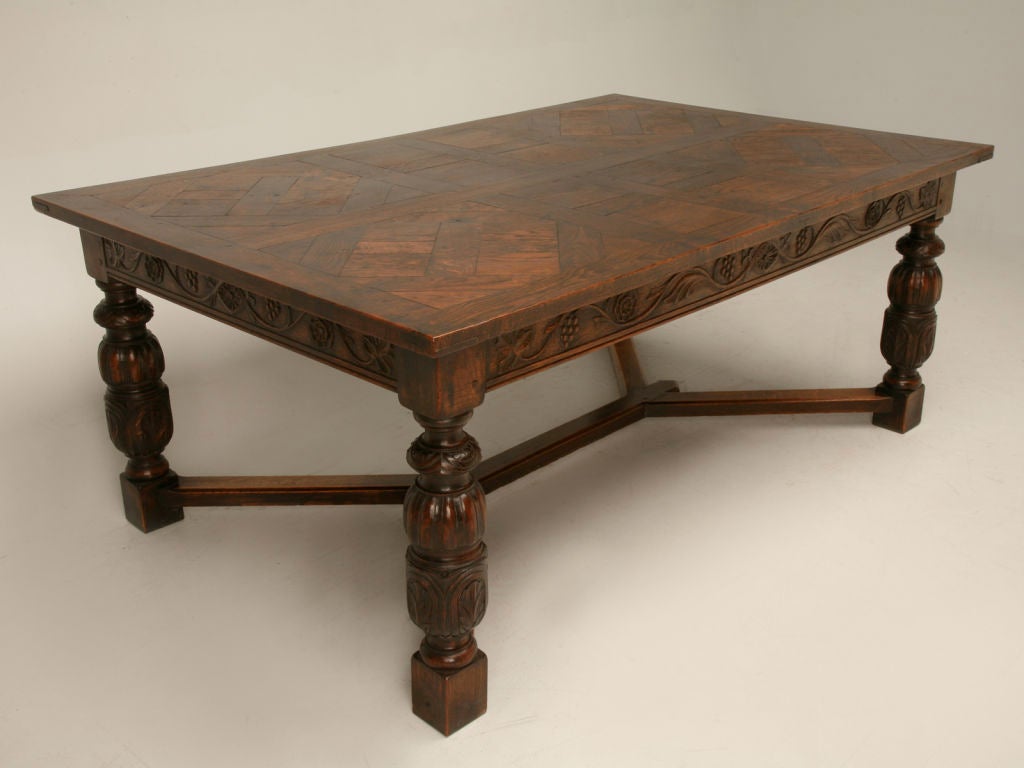 c.1890 Spanish Oak Dining Table w/ a Unique Top