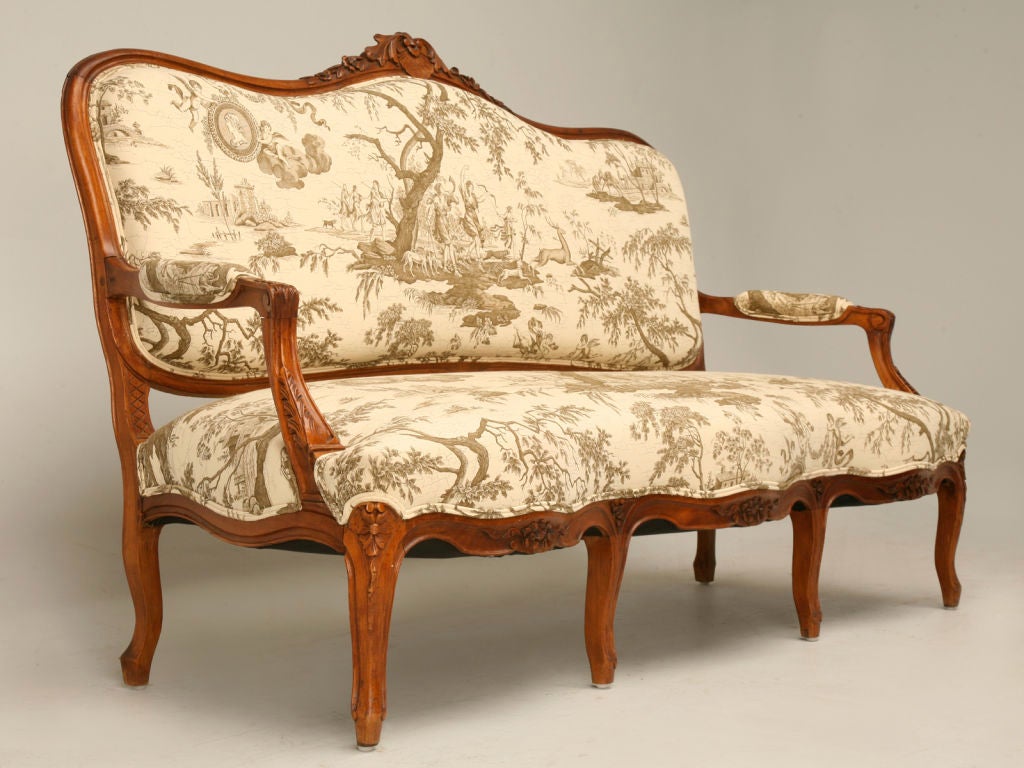 c.1890 French Louis XV Style Fruitwood Settee