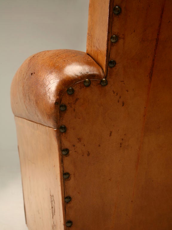 Pair of French 40's Leather Moustache Back Club Chairs 7