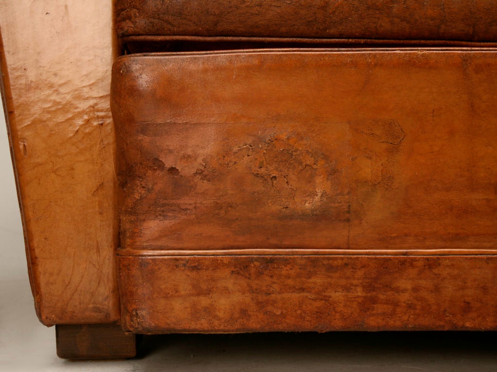 Pair of French 40's Leather Moustache Back Club Chairs 3