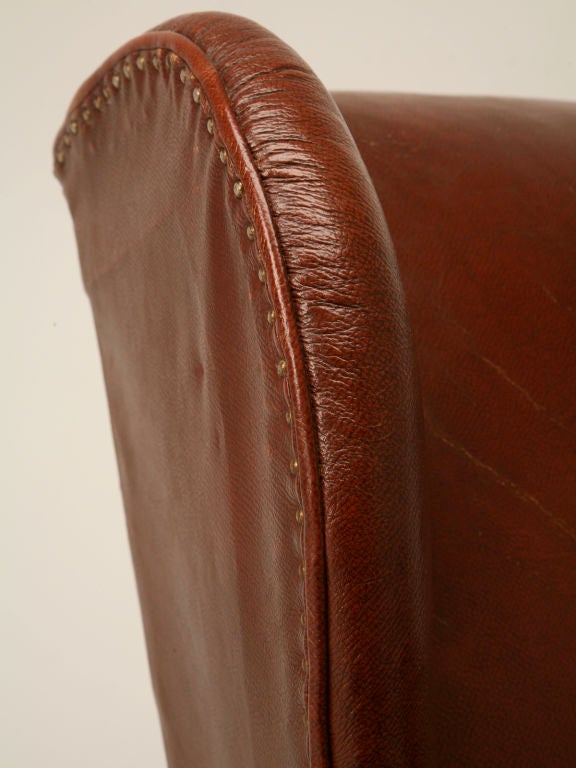 c.1930 English Wing Back Leather Club Chair 1