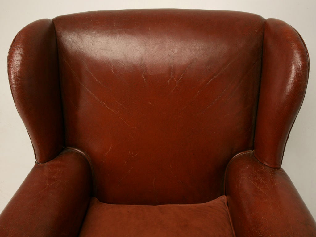 c.1930 English Wing Back Leather Club Chair 2