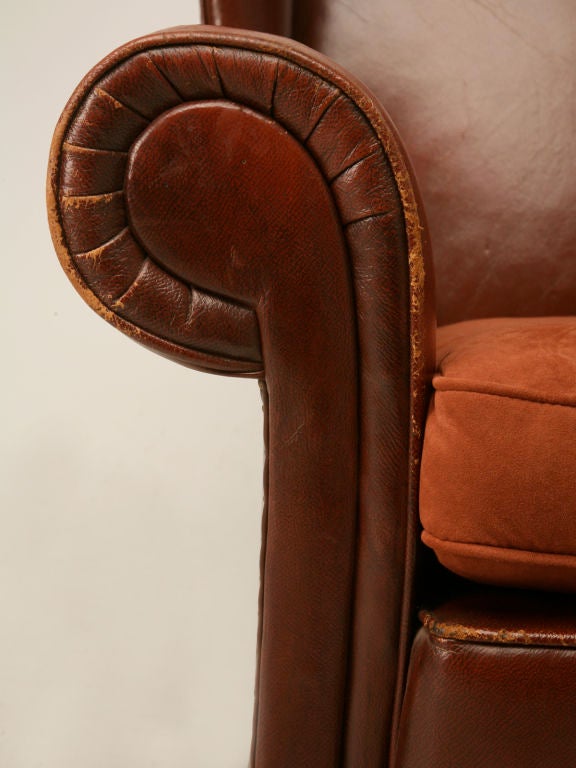 c.1930 English Wing Back Leather Club Chair 5
