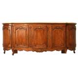 c.1940 French Louis XV Cherry Buffet w/ Marble Top