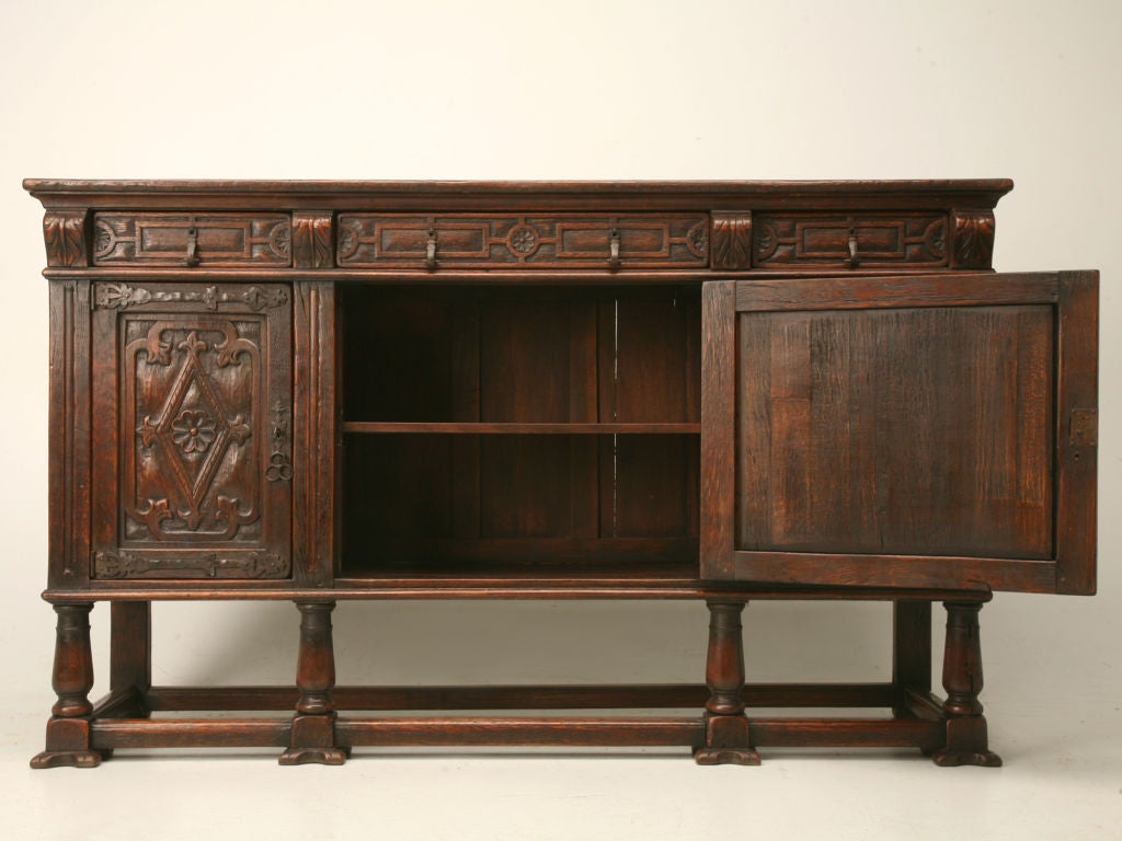 c.1860-1880 Handmade Spanish Oak Buffet