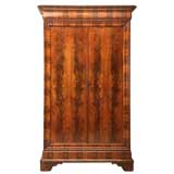 c.1860 French Louis Philippe Book-Matched Mahogany Armoire