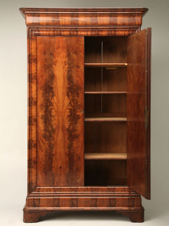 c.1860 French Louis Philippe Book-Matched Mahogany Armoire