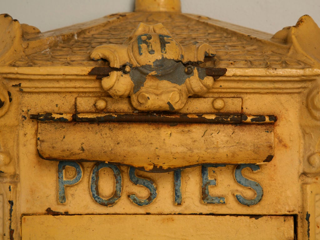 20th Century c.1900 French Painted Cast Iron Mailbox