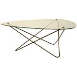 1950's French Pierre Guariche Metal & Glass Atomic Coffee Table