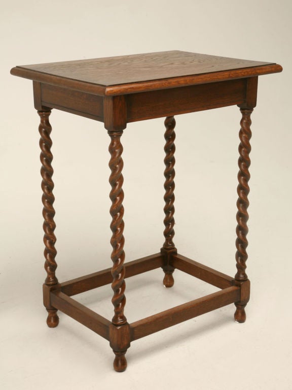 Oak Barley Twist End Table w/ Rectangular Top