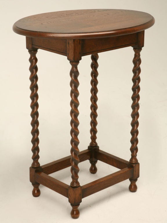 Oak Barley Twist End Table w/ Oval Top