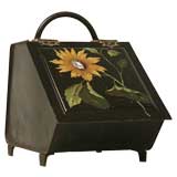 c.1880 English Hand-Painted Coal Scuttle