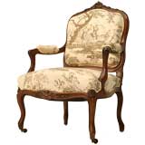 c.1870 Hand-Carved French Walnut Fauteuil