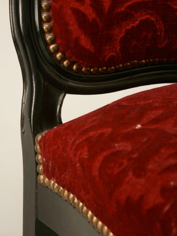 c.1870 Pair of French Napoleon III Ebonized Side Chairs 1