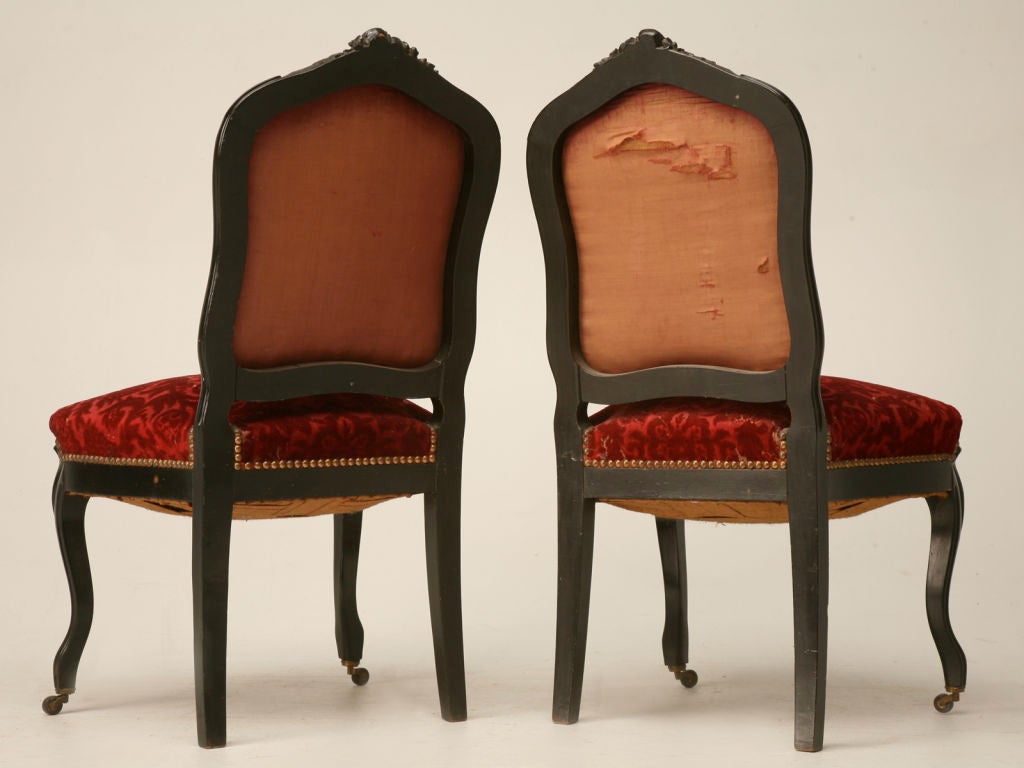 c.1870 Pair of French Napoleon III Ebonized Side Chairs 6