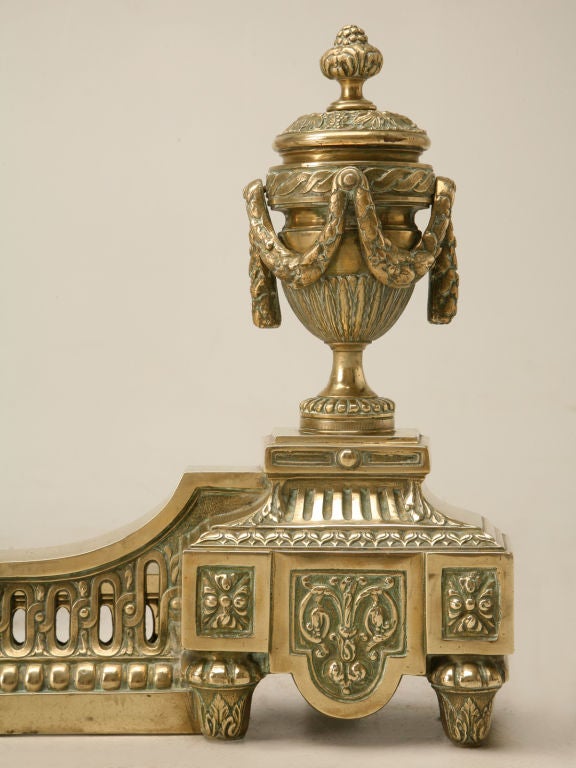 Jaw Dropping Antique French Louis XVI Bronze 5 Piece Fireplace Garniture