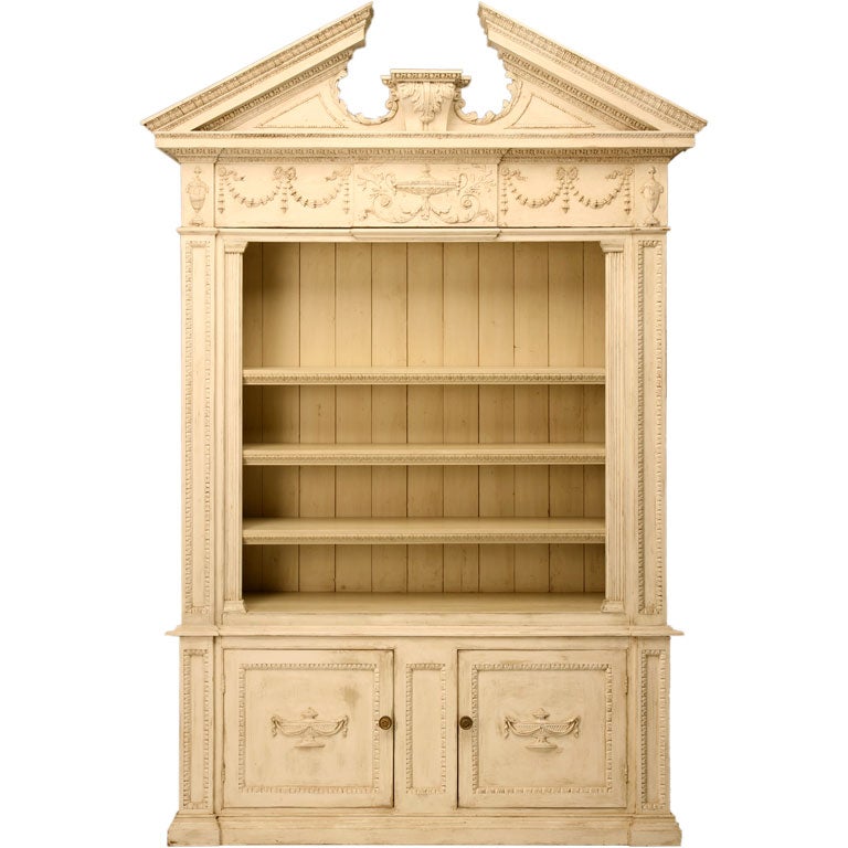 Monumental Distressed Painted Bookcase at 1stdibs