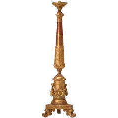 Italian Hand Carved Candlestick or Lamp, circa 1800