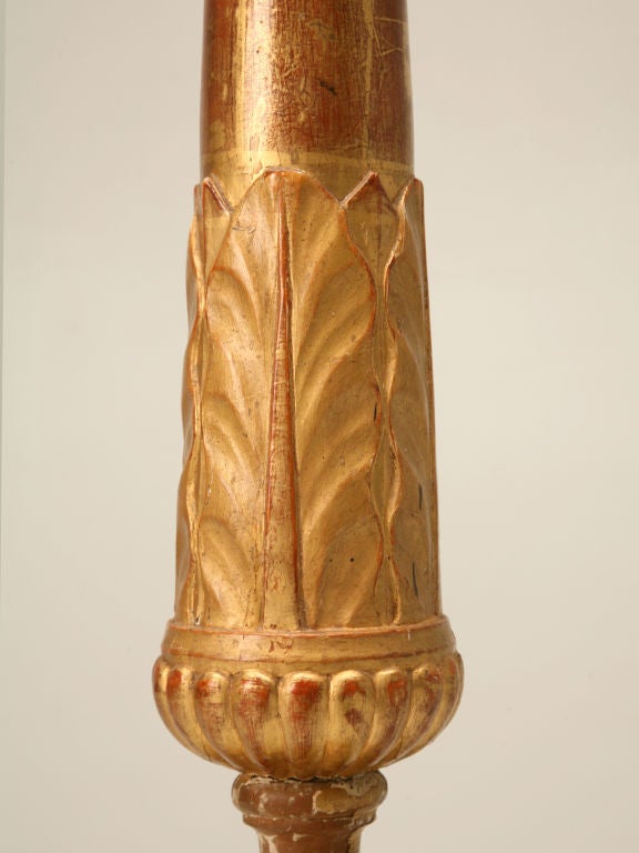 19th Century Italian Hand Carved Candlestick or Lamp, circa 1800