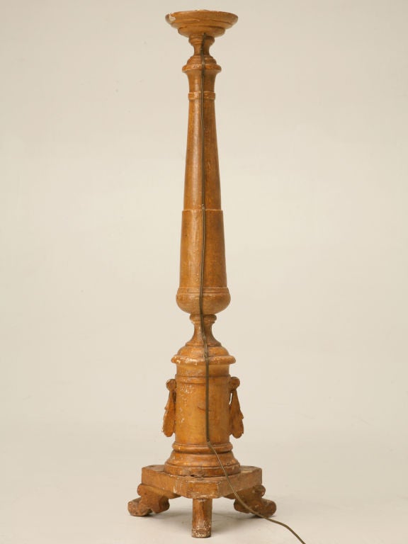 Italian Hand Carved Candlestick or Lamp, circa 1800 5