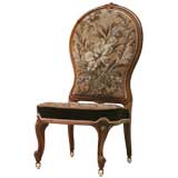 Antique c.1860 Handmade English Beaded Slipper Chair w/ Rosewood Frame
