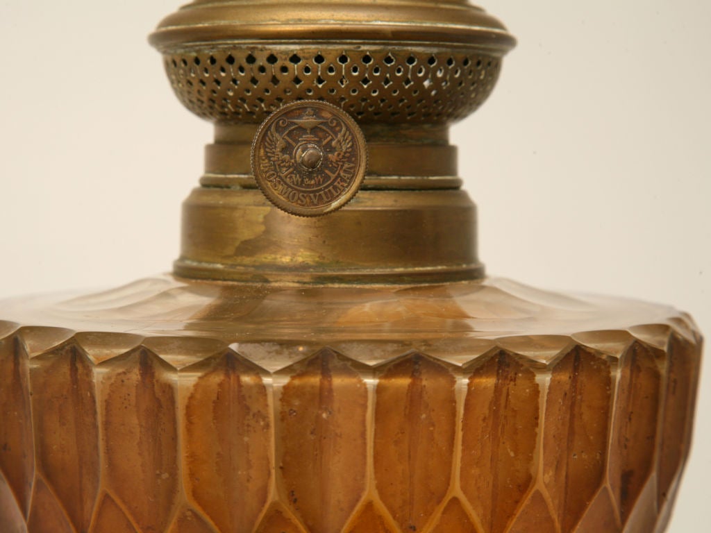 c.1900 French Onyx & Bronze Kerosene Lamp 1