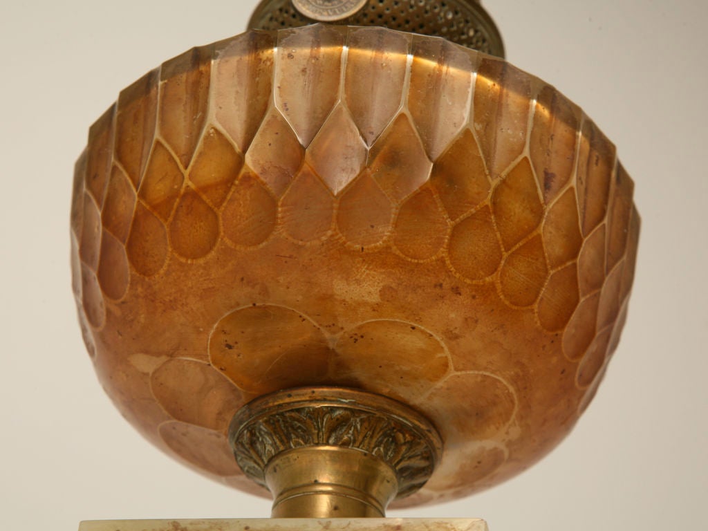 c.1900 French Onyx & Bronze Kerosene Lamp 2