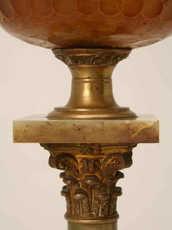 c.1900 French Onyx & Bronze Kerosene Lamp 3