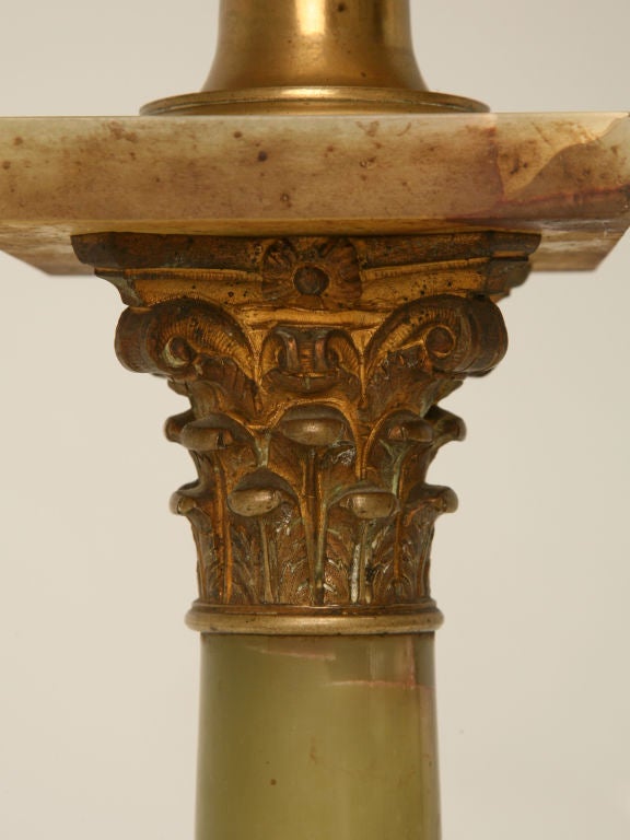 c.1900 French Onyx & Bronze Kerosene Lamp 4