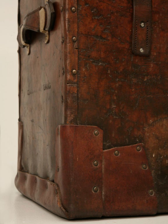 c.1880 English Leather Traveling Trunk 1