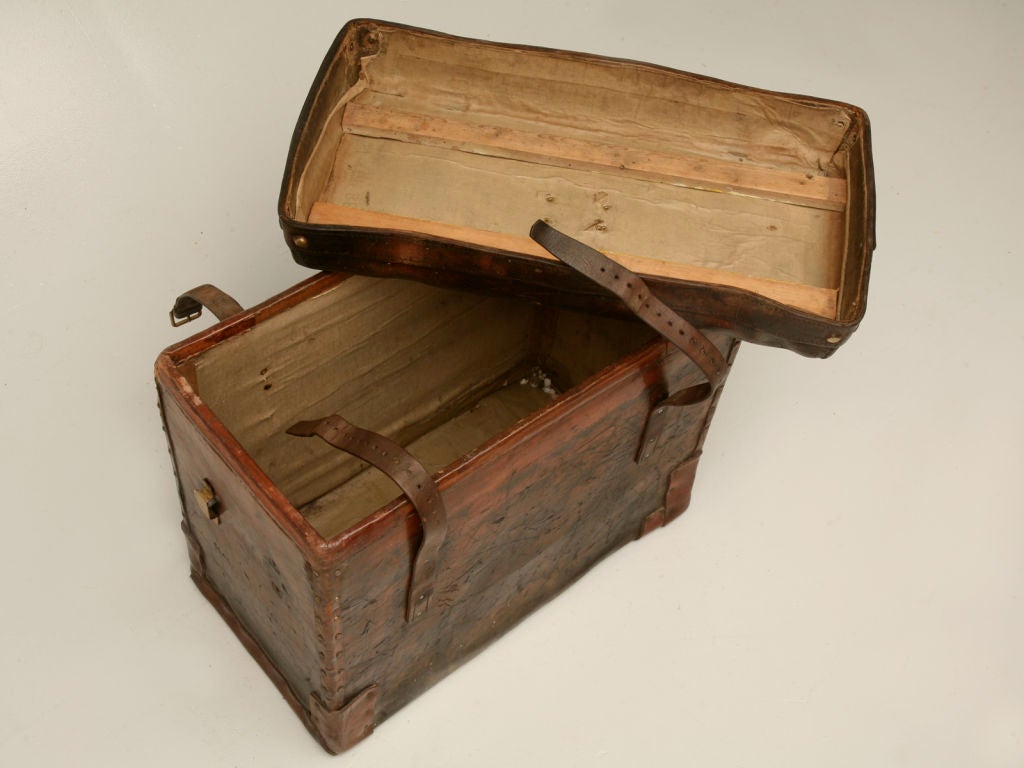 c.1880 English Leather Traveling Trunk 7