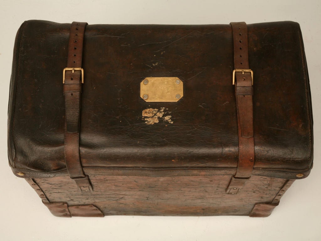 c.1880 English Leather Traveling Trunk 4