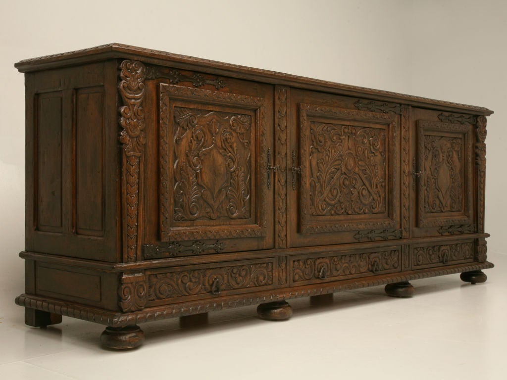 c.1910 Hand-Carved Spanish Oak Buffet