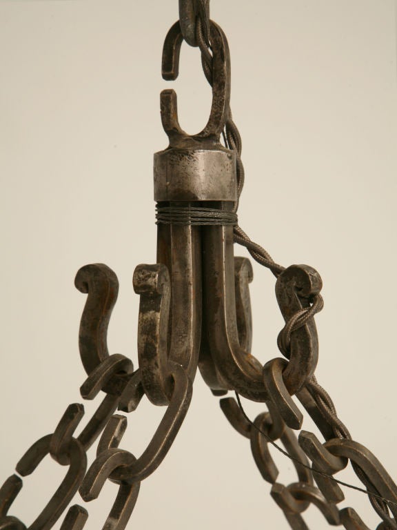 French Hand-Forged Iron Oval Chandelier, circa 1920 4