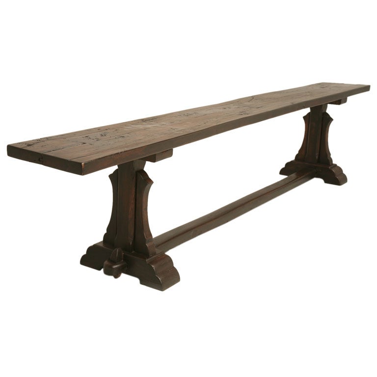 c.1840 French White Oak Farmhouse Trestle Bench