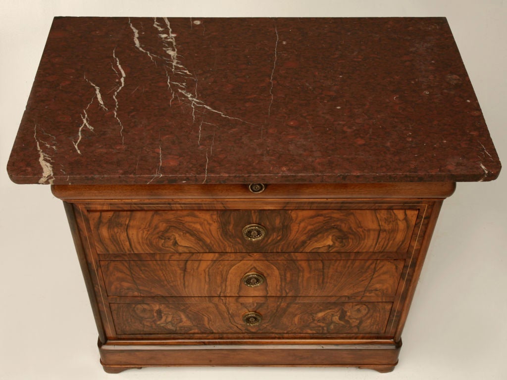 19th Century c.1870 French Book-Matched Burled Walnut 3/4 Scale Commode