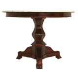 c.1880 French Crotch Mahogany Center Table w/ Marble Top