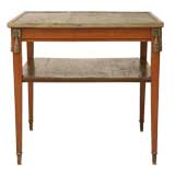 c.1910 French Fruitwood End Table w/ Hammered Copper Top