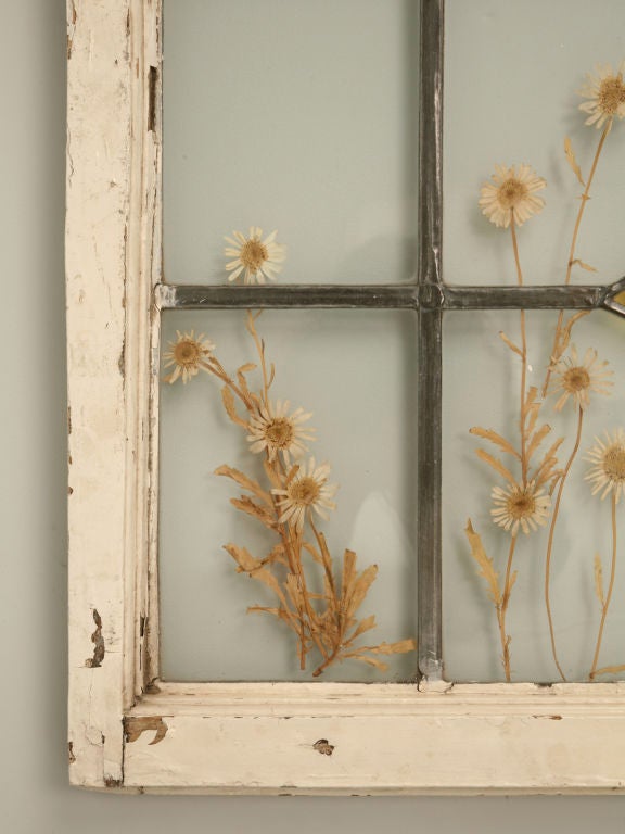 stained glass with pressed flowers