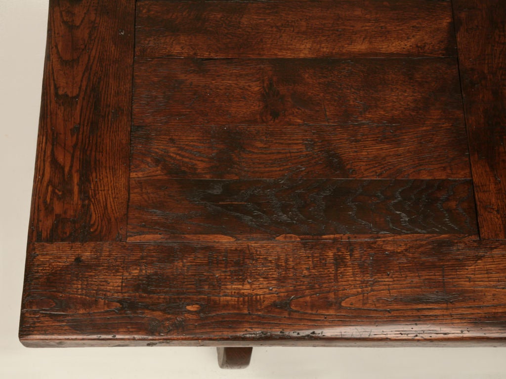 c.1890 Hand-Carved Spanish Oak Lyre-Leg Dining Table 1