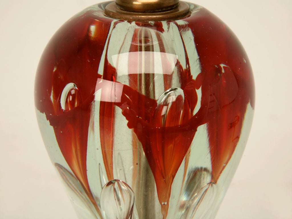 Glass c.1950 St. Clair Paperweight Lamp w/Original Finial