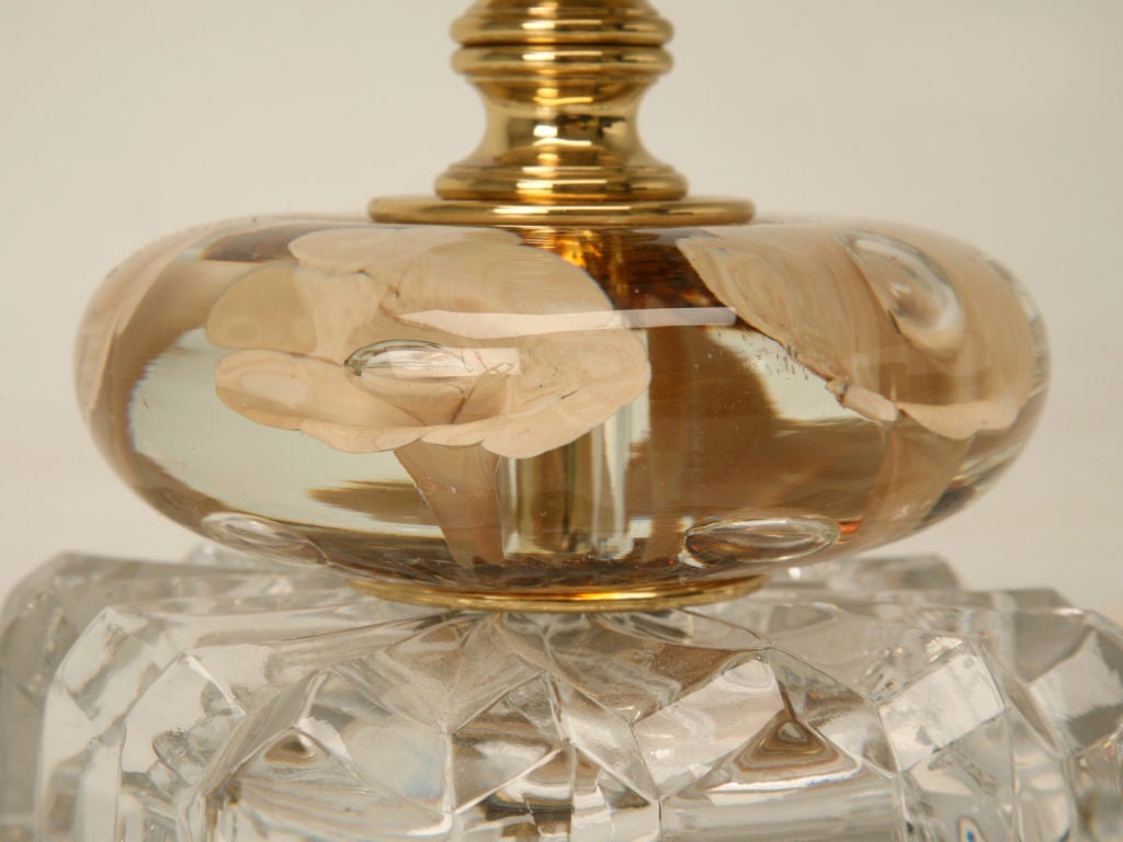 Glass c.1950 Paperweight Lamp w/Original Finial
