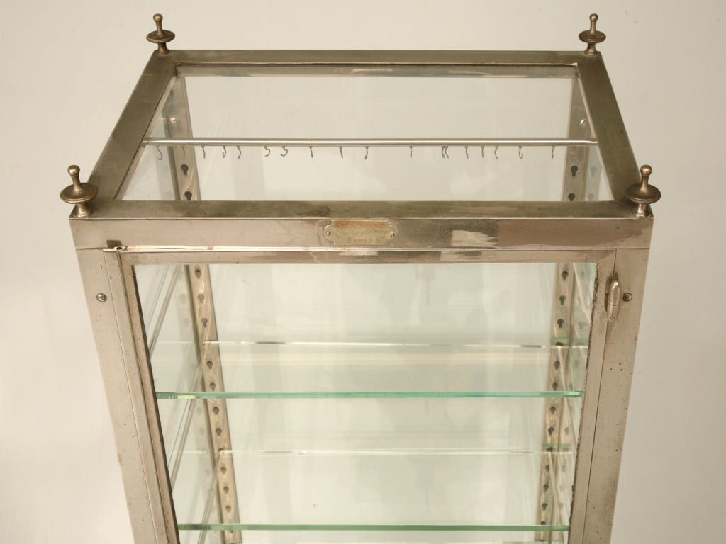 20th Century c.1920 French Industrial Glass and Steel Cabinet