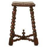 c.1880 French Hand-Carved Oak Stool